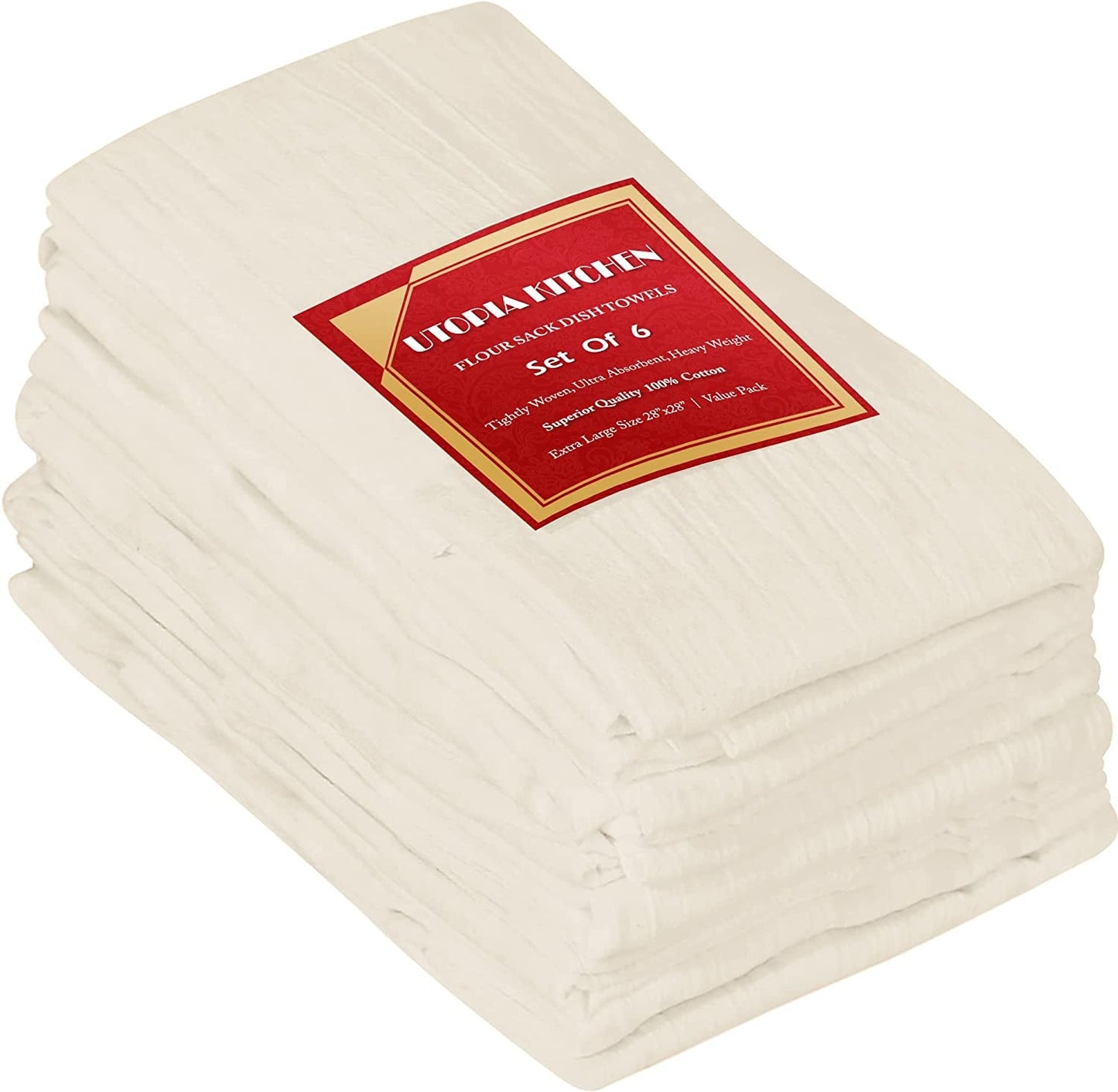 Utopia Kitchen [12 Pack Flour Sack Tea Towels, 28" X 28" Ring Spun 100% Cotton Dish Cloths - Machine Washable - for Cleaning & Drying - Orange