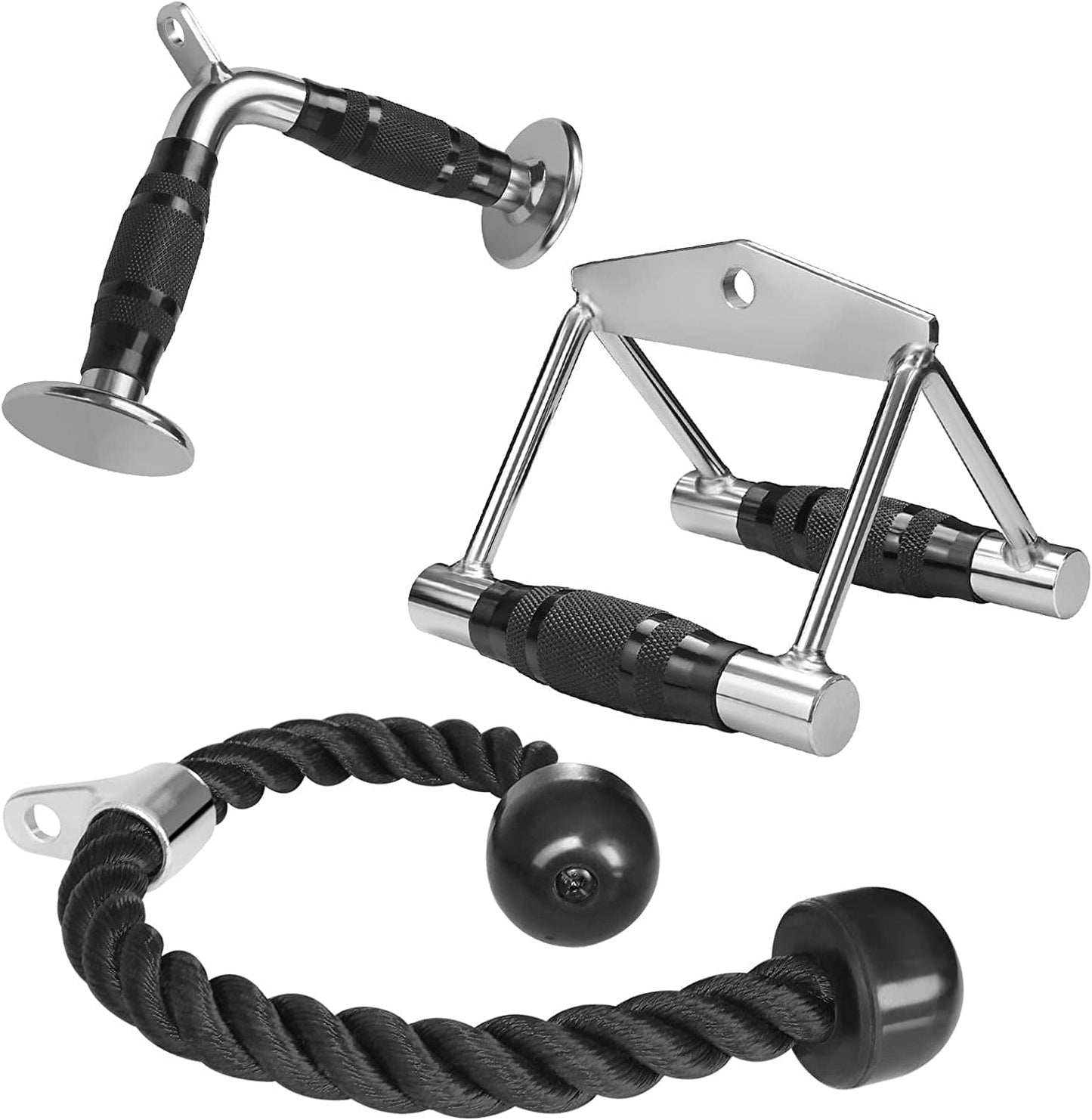 A2ZCARE Cable Machine Accessories for Weight Lifting, LAT Pull down Attachment V Handle, V-Shaped Bar, Tricep Rope, Rotating Straight Bar