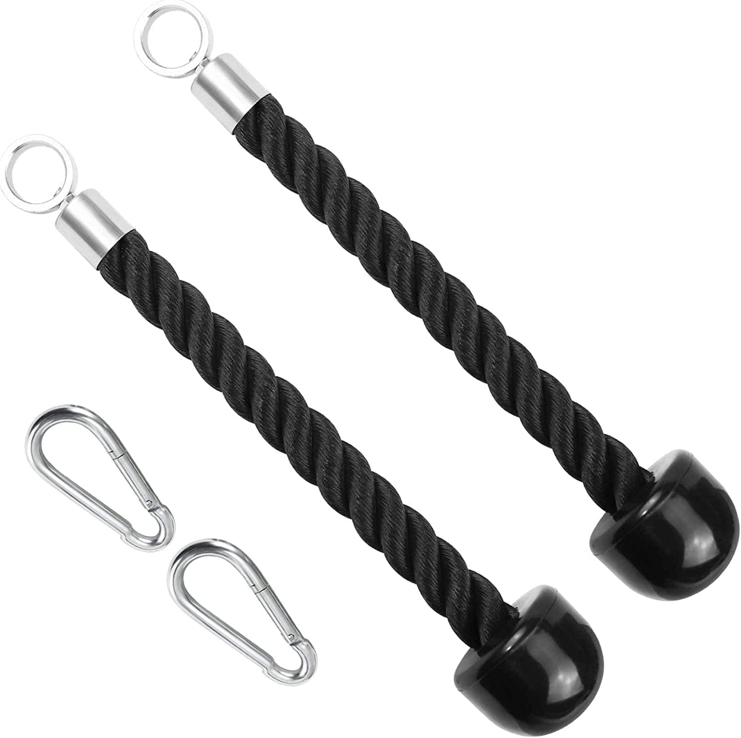A2ZCARE Deluxe Tricep Rope Cable Attachment, 27 and 36 Inch Rope Length with Multi-Option - Single Grip and Tricep Rope for Exercise Machine Attachments with Snap Hook