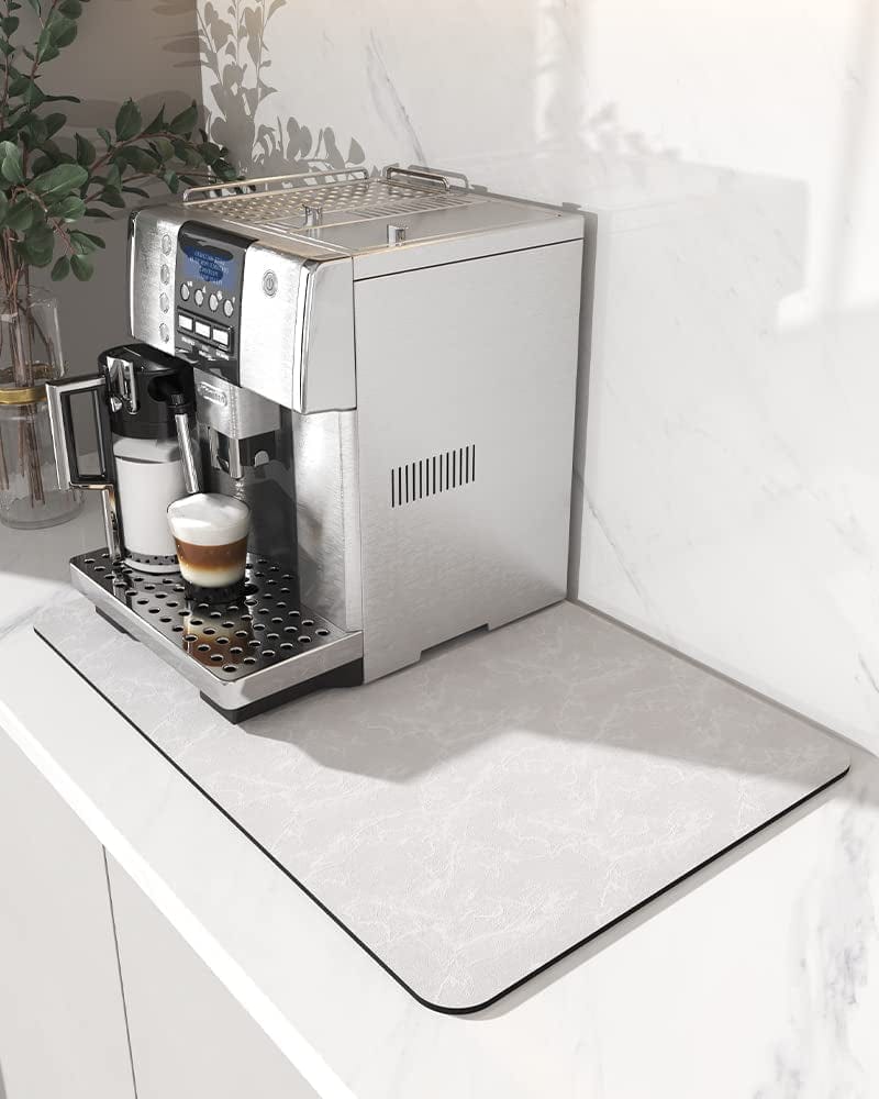 Amoami-Coffee Mat Hide Stain Rubber Backed Absorbent Dish Drying Mat for Kitchen Counter-Coffee Bar Accessories Fit under Coffee Maker Coffee Machine Coffee Pot Espresso Machine Dish Rack 12"X19