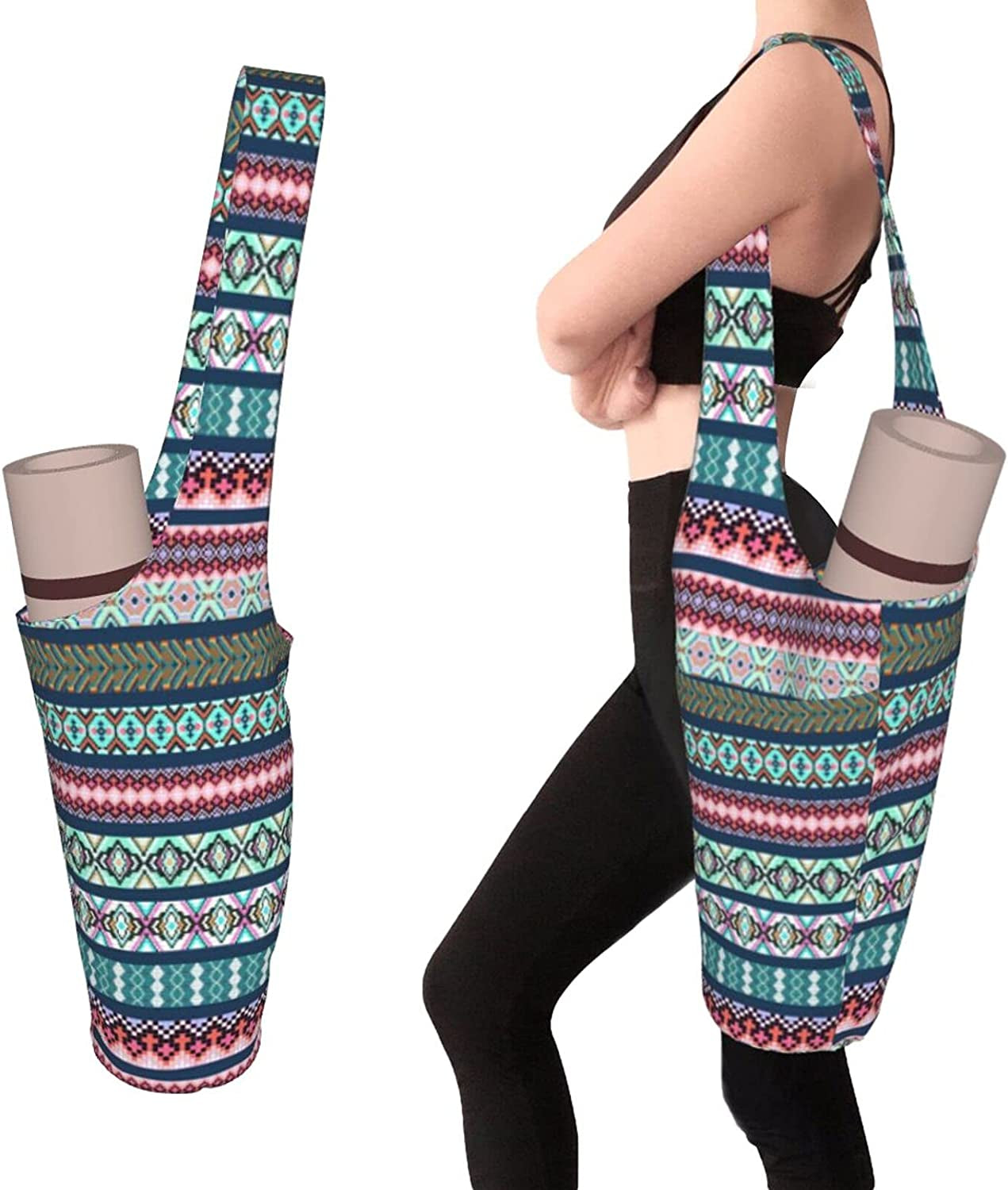 Yoga Mat Bag Yoga Mat Tote Sling Carrier with Large Side Pockets Holds More Yoga Accessories Fit Most Size Mats