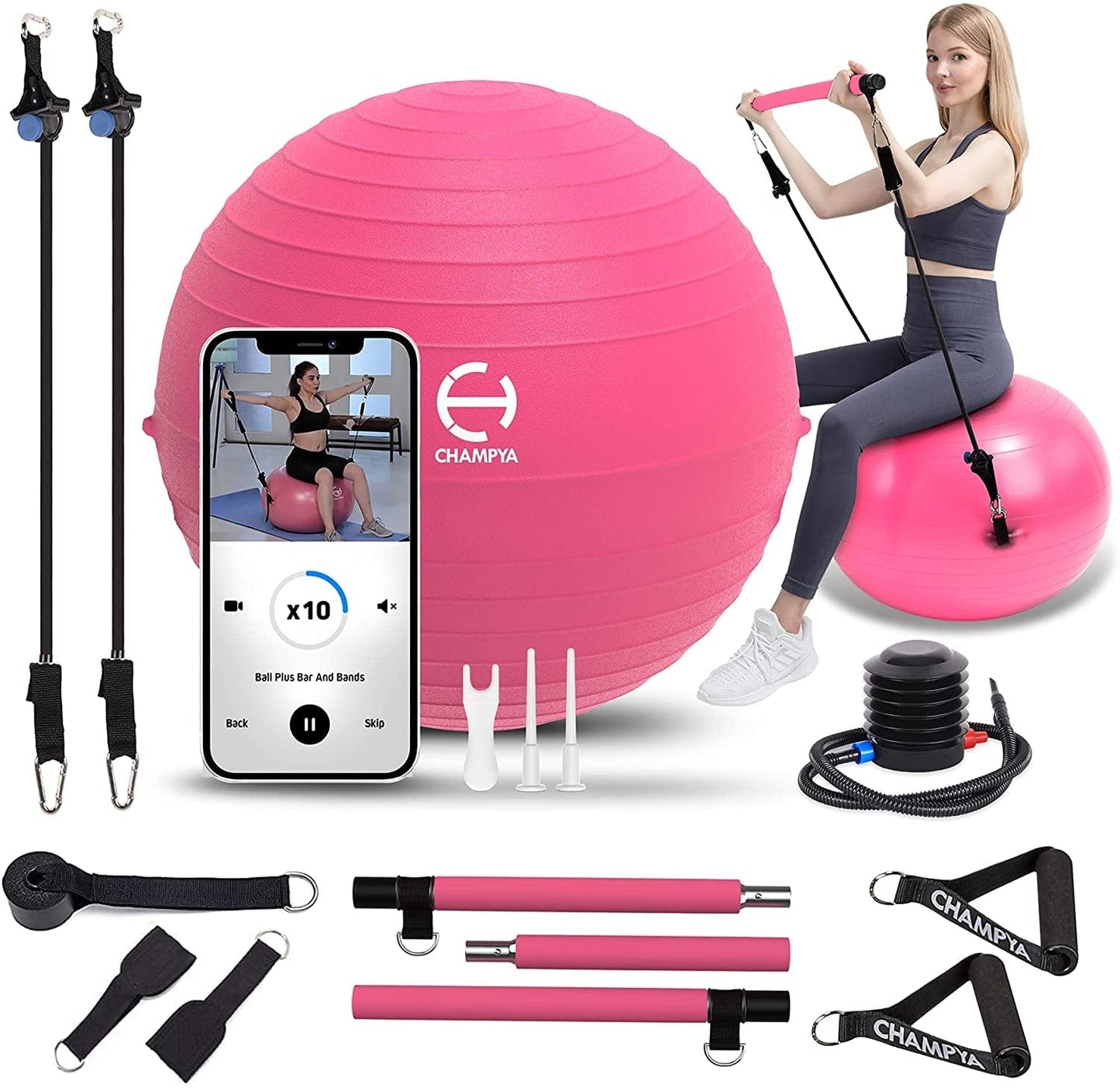 ๐๐๐๐ ๐ฃ๐ฌ๐ ๐๐
๐ฒ๐ฟ๐ฐ๐ถ๐๐ฒ ๐๐ฎ๐น๐น for Working Out 65 Cm - Yoga Ball Chair & Balance Ball for Pregnancy, Birthing Physical Therapy & Chair for Office - Stability Ball & Stainless Steel Pilates Bar for Workout