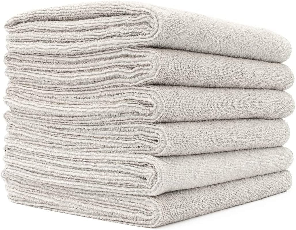 The Rag Company - Spa & Yoga Towel - Gym, Exercise, Fitness, Spa, Ultra Soft, Super Absorbent, Fast Drying Premium Microfiber, 365Gsm, 16In X 27In, Light Blue + Royal Blue + Black (6-Pack)