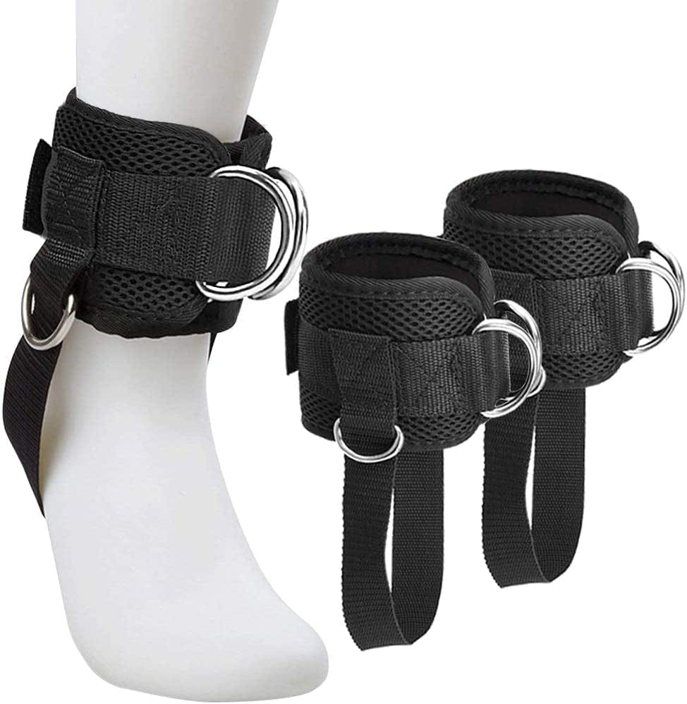 TOBWOLF 1 Pair Ankle Straps, Ankle Cuffs, D-Ring Ankle Cuffs for Cable Machines, Comfortable Workout Ankle Belt, Adjustable Padded Work Out Cuffs for Kickback, Glute Workout, Leg Extension