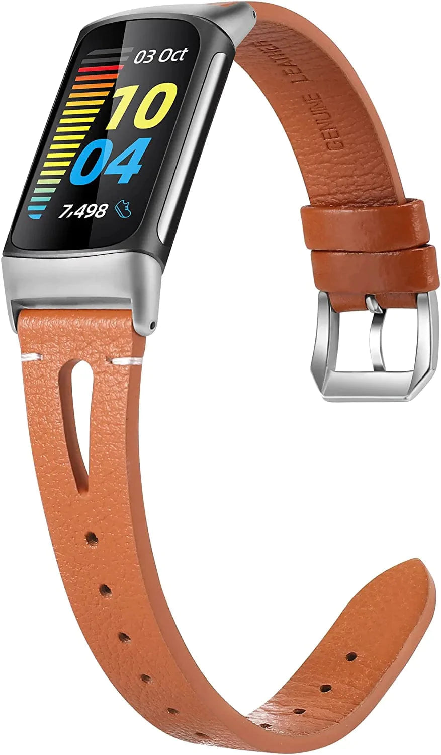 Wearlizer Compatible with Fitbit Charge 5 Bands for Women Men, Slim Leather Band Thin Watch Replacement Strap Wristband Accessories for Charge 5, Black