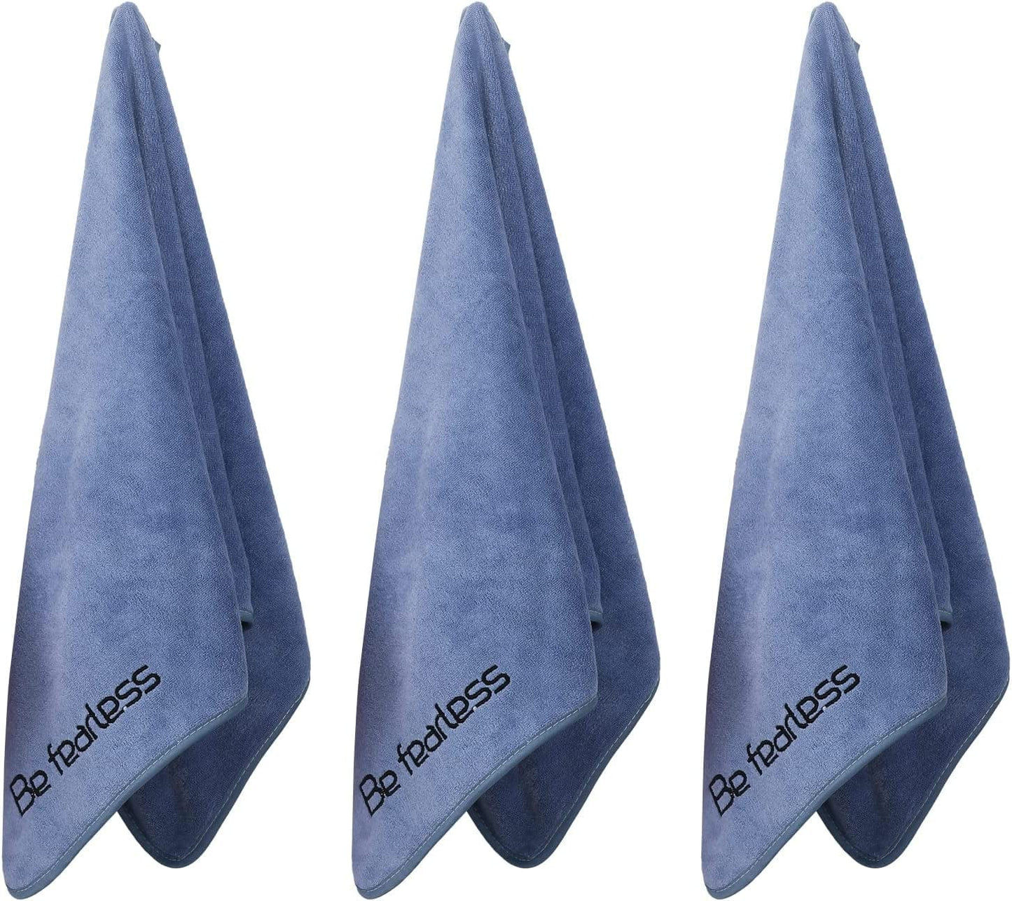 Wuwahold Microfiber Gym Towels for Exercise Fitness, Sports, Workout, 380-GSM 15-Inch X 31-Inch Bath Towels (3 Pack, Deep Purple)