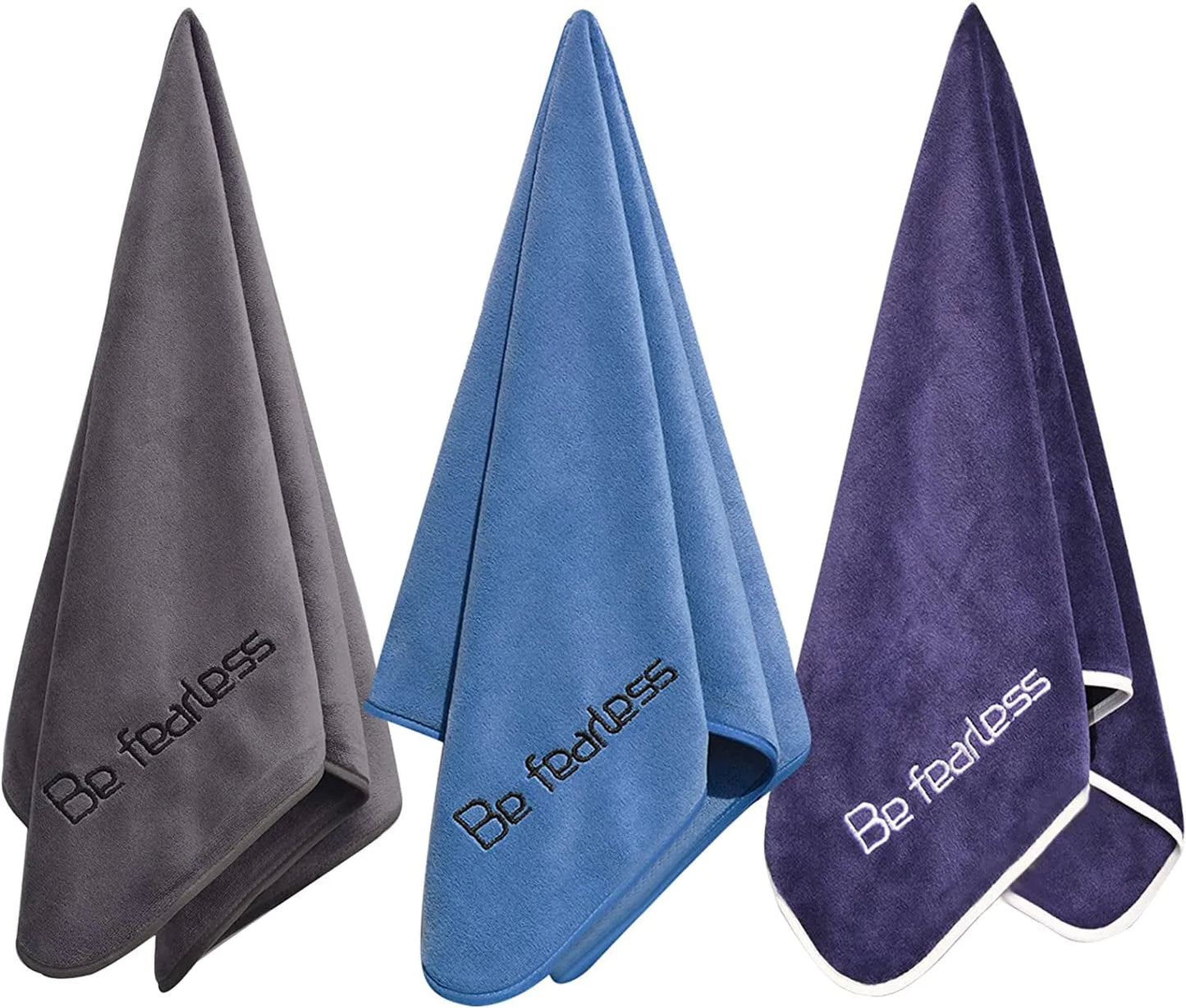 Wuwahold Microfiber Gym Towels for Exercise Fitness, Sports, Workout, 380-GSM 15-Inch X 31-Inch Bath Towels (3 Pack, Deep Purple)