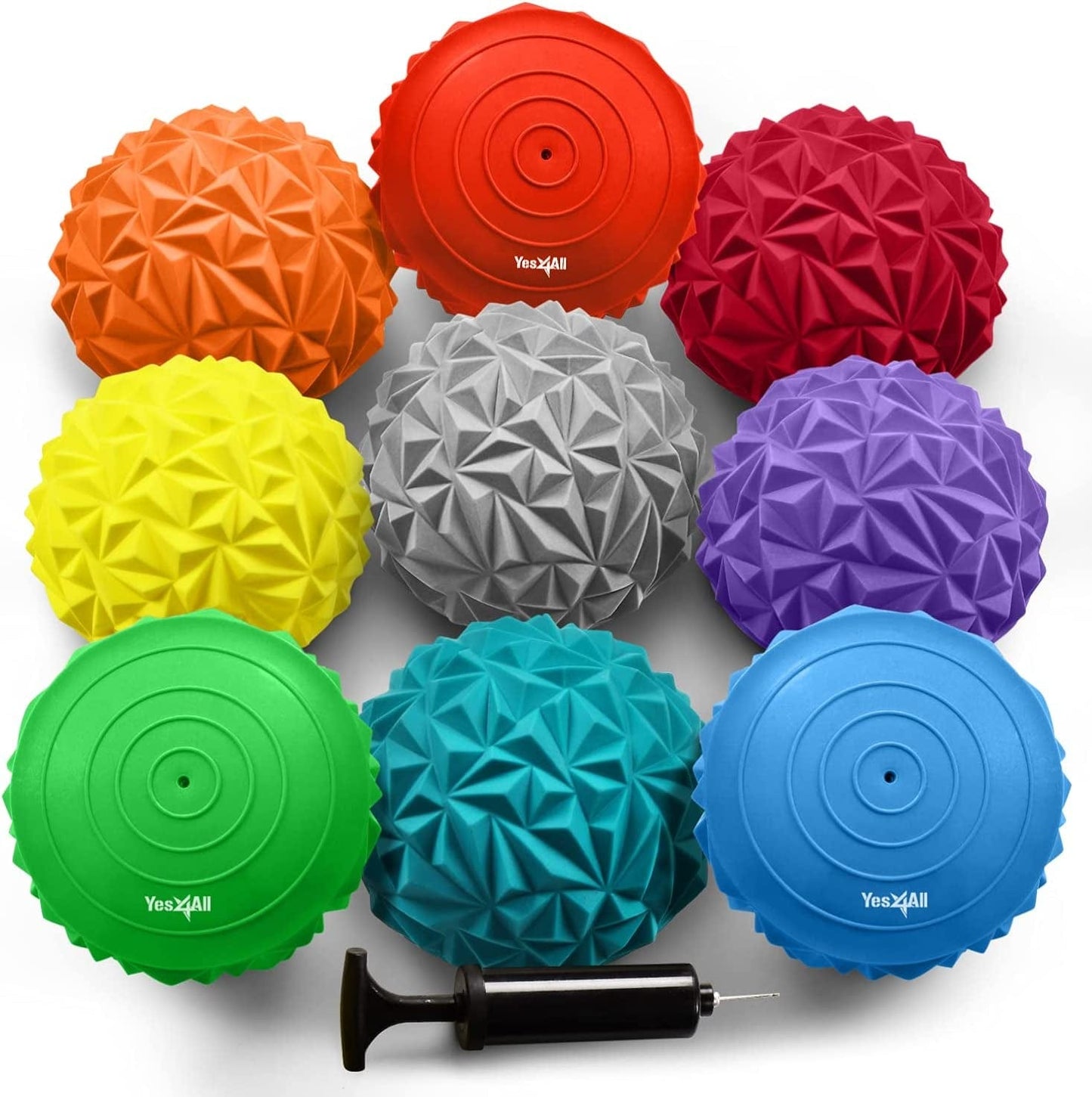 Yes4All 3 Shapes Hedgehog Balance Pods and Balance Disc, Rocky and Geometric Stability, Core Strength, Coordination, Massage for Adults, Obstacle Course for Kids and Dogs