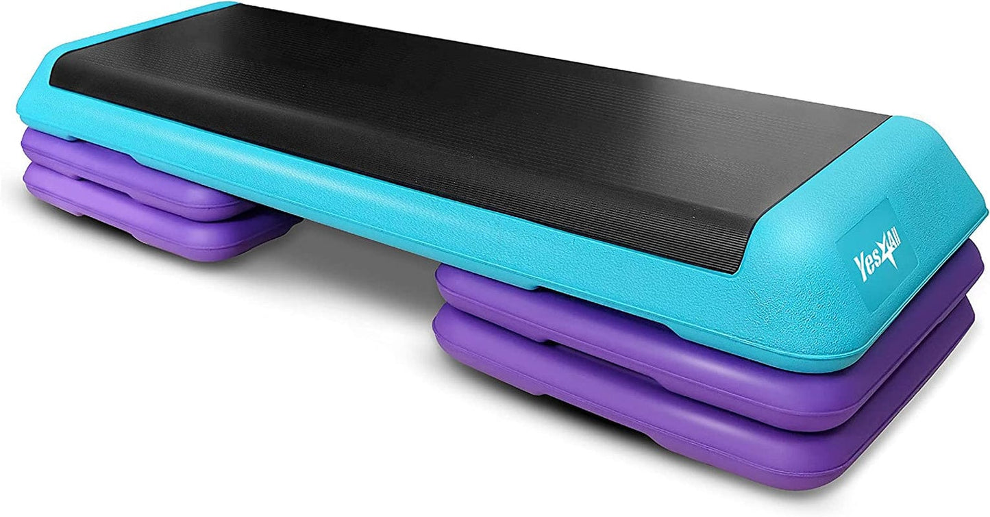 Yes4All Aerobic Exercise Workout Step Platform Health Club Size with 4 Adjustable Risers Included and Extra Risers Options