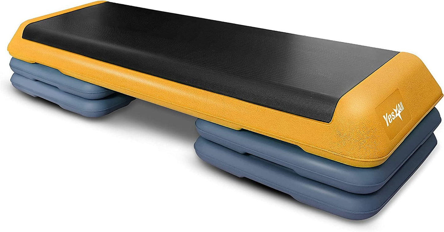 Yes4All Aerobic Exercise Workout Step Platform Health Club Size with 4 Adjustable Risers Included and Extra Risers Options