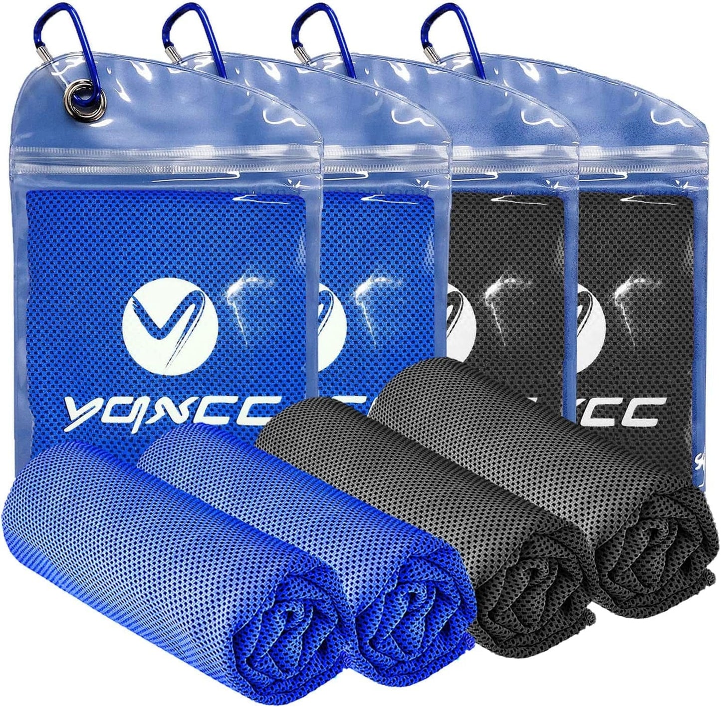 YQXCC 4 Pack Cooling Towel (40"X12") Cool Cold Towel for Neck, Microfiber Ice Towel, Soft Breathable Chilly Towel for Yoga, Golf, Gym, Camping, Running, Workout & More Activities