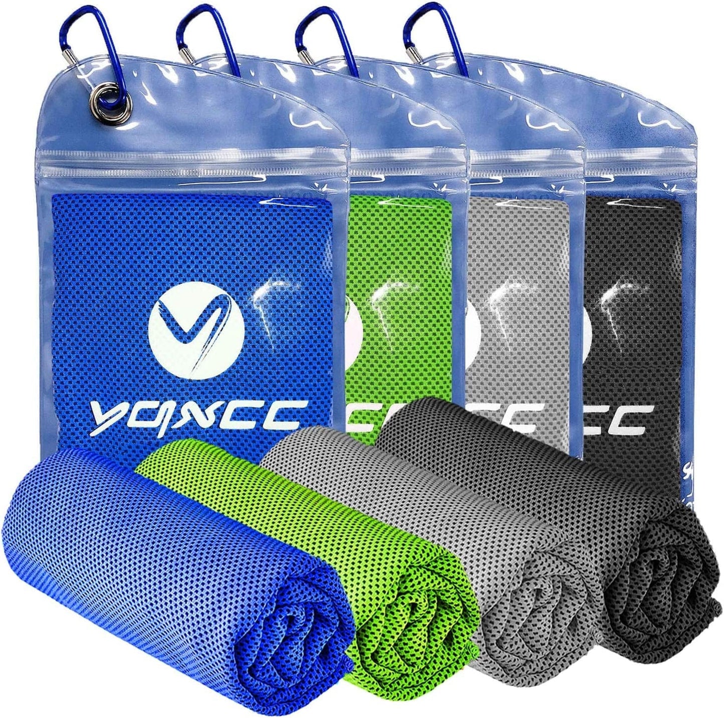 YQXCC 4 Pack Cooling Towel (40"X12") Cool Cold Towel for Neck, Microfiber Ice Towel, Soft Breathable Chilly Towel for Yoga, Golf, Gym, Camping, Running, Workout & More Activities