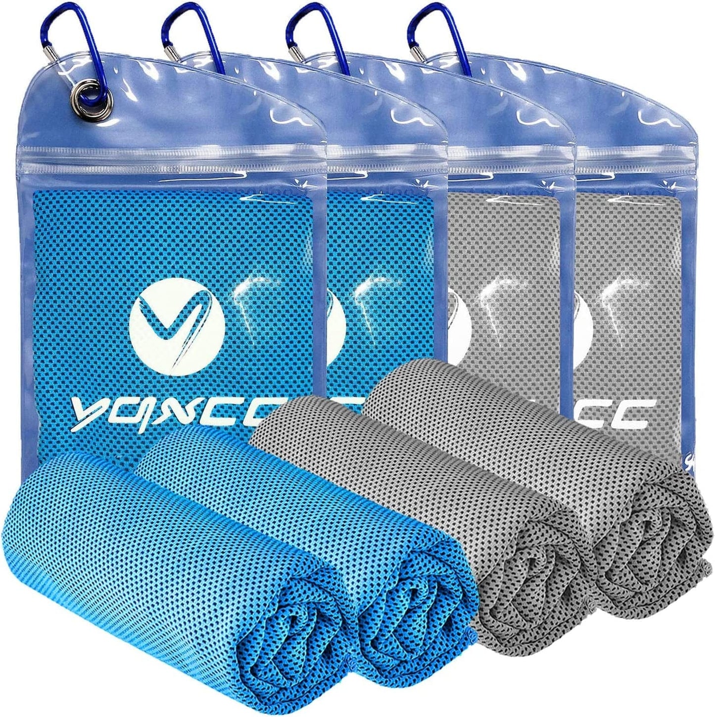 YQXCC 4 Pack Cooling Towel (40"X12") Cool Cold Towel for Neck, Microfiber Ice Towel, Soft Breathable Chilly Towel for Yoga, Golf, Gym, Camping, Running, Workout & More Activities