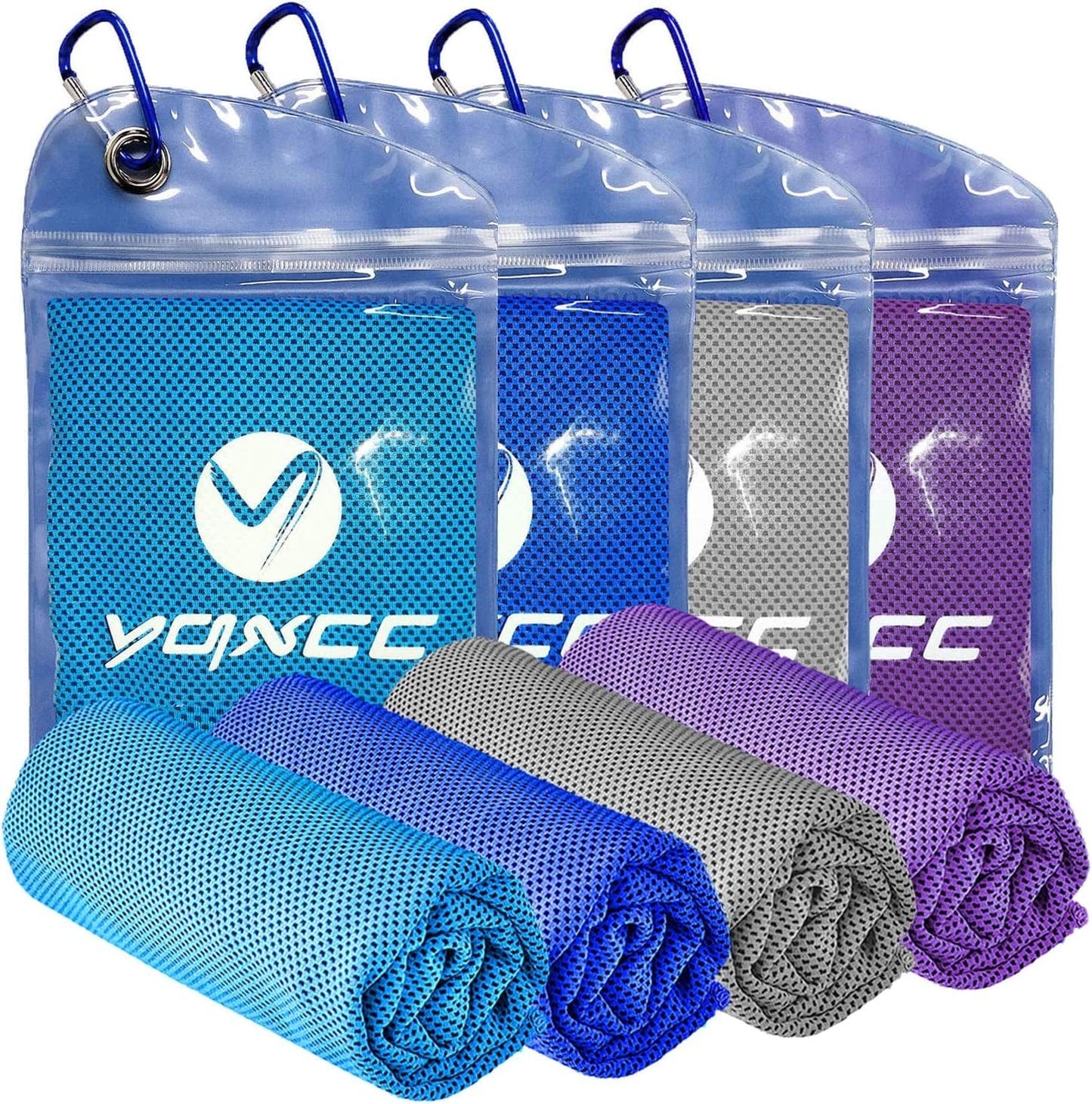 YQXCC 4 Pack Cooling Towel (40"X12") Cool Cold Towel for Neck, Microfiber Ice Towel, Soft Breathable Chilly Towel for Yoga, Golf, Gym, Camping, Running, Workout & More Activities
