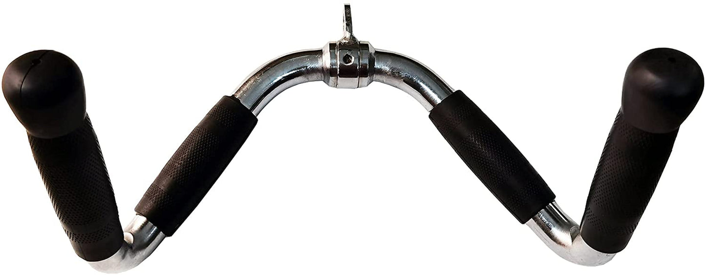 Yuhqc Lat Bar Cable Machine Attachment Curl Pulldown Bar Barbell Revolving Bar, Multi-Exerciser Cable Attachment Bar, Solid Steel Tricep Press down Bar with Rubber Handgrips & Revolving Hanger