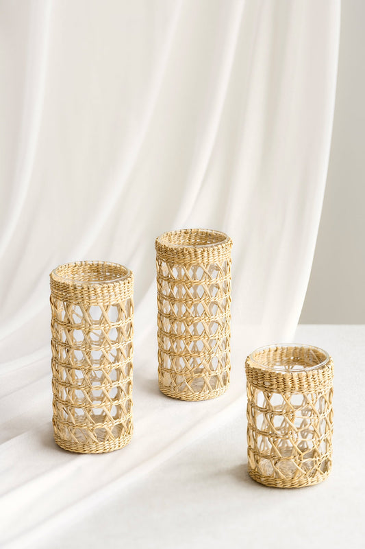 Wicker Candle Holder in Lemonade Yellow