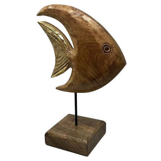 Agnes Angelfish Carved Wood Figure on Stand
