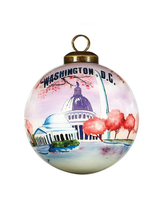 Washington D.C. Hand Painted GlassHanging Ornament
