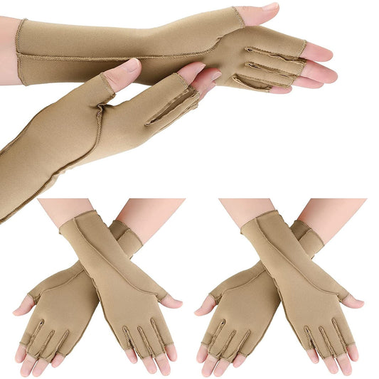 3 Pairs Arthritis Compression Gloves outside Seams Compression Gloves Fingerless Compression Gloves for Swelling Open Finger Cold Weather Gloves for Women Men