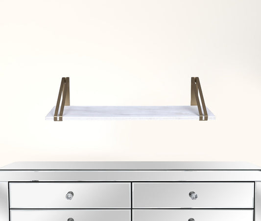 White And Gold Metal Wall Shelf