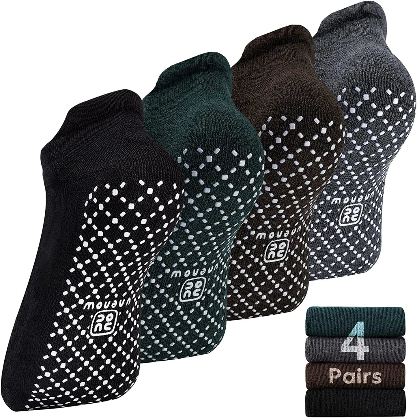 Unenow Unisex Non Slip Grip Socks with Cushion for Yoga, Pilates, Barre, Home & Hospital