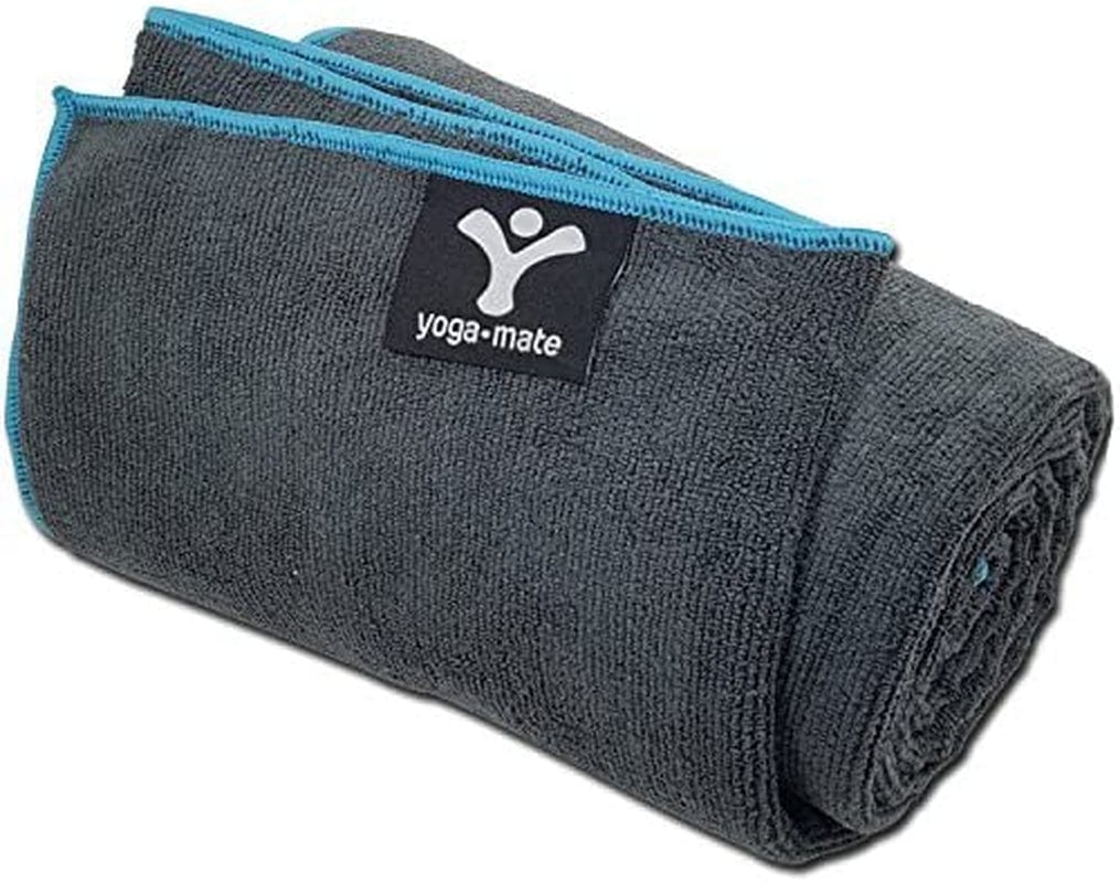 Yoga Mate Soft, Sweat Absorbent, Non-Slip Bikram Yoga Mat Size Towel, Blue & Pink Tie Dye | Blue Trim