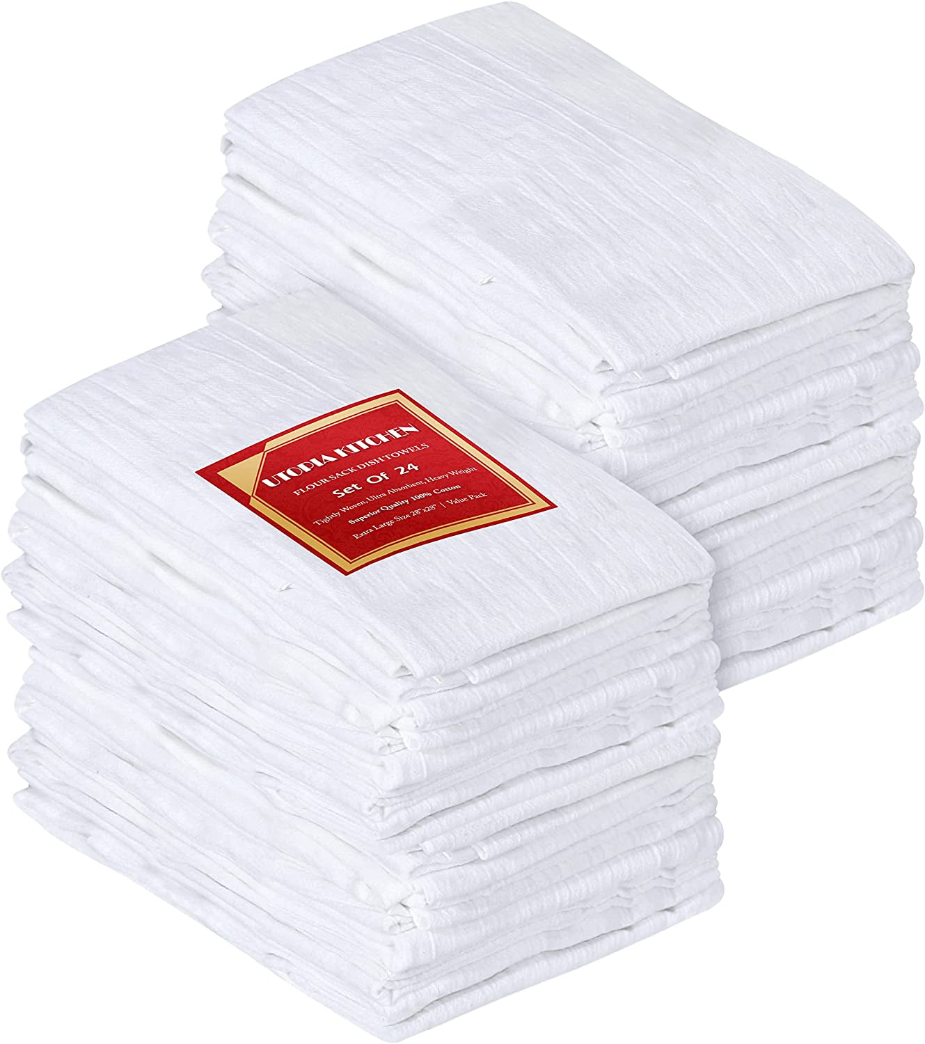 Utopia Kitchen [12 Pack Flour Sack Tea Towels, 28" X 28" Ring Spun 100% Cotton Dish Cloths - Machine Washable - for Cleaning & Drying - Orange