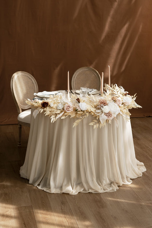 6ft Flower Garland in White & Beige