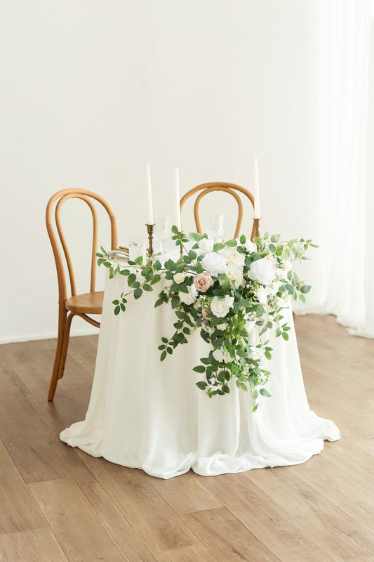 Sweetheart Table Floral Swags in White & Sage