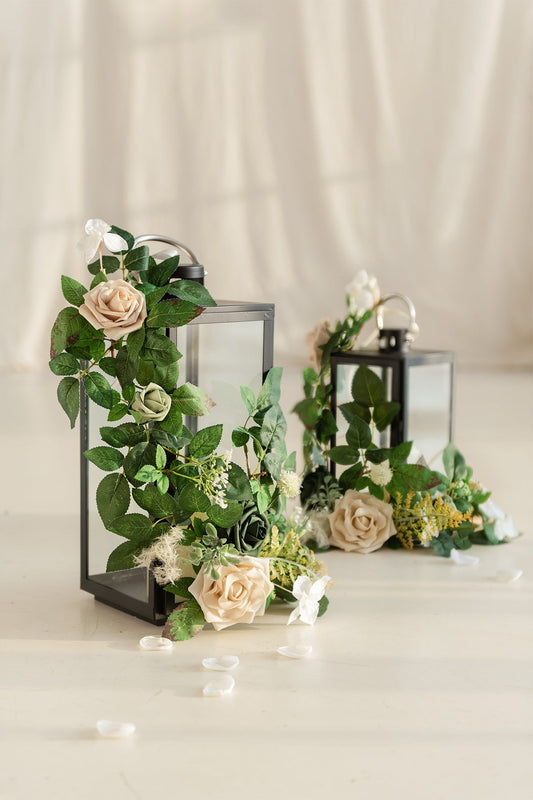 2ft Flower Garlands in Emerald & Tawny Beige