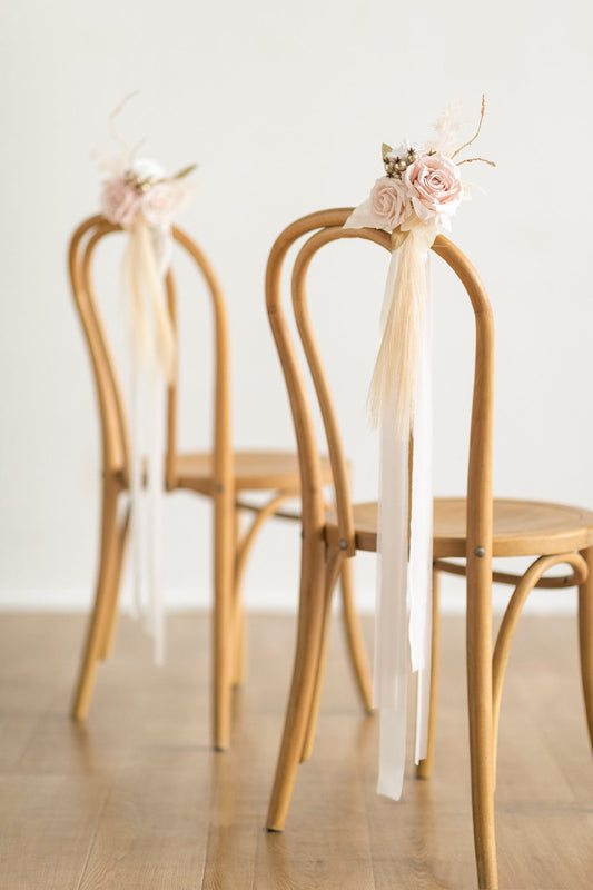 Wedding Aisle Decoration Pew Flowers in White & Beige | Clearance
