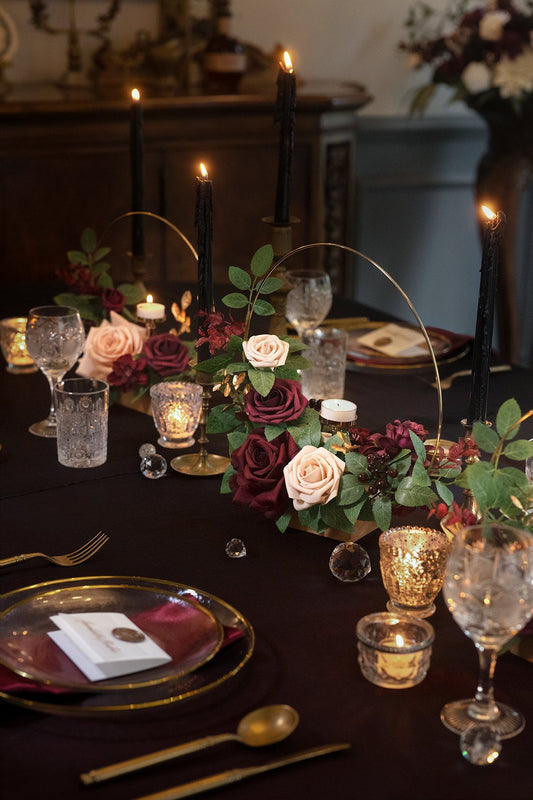 Wreath Hoop Centerpiece Set in Romantic Marsala
