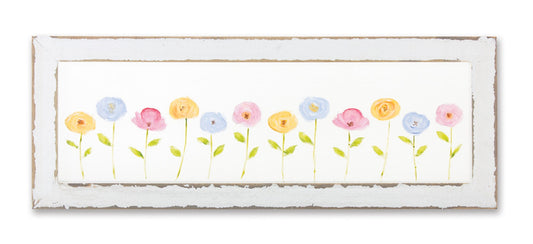 Wood Framed Screen with Floral Painting 24"