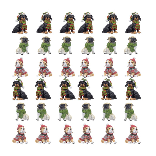 Winter Dog Figurine with Hat and Scarf Accent (Set of 12)
