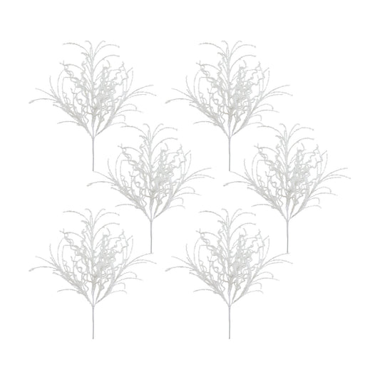 White Glitter Twig Bush (Set of 6)