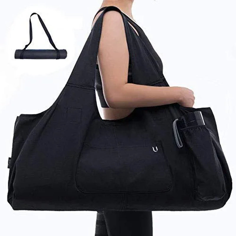 Uhawi Yoga Mat Bag Large Yoga Mat Tote Sling Carrier with 4 Pockets Fits All Size Mats with Multi-Functional Storage Pockets Light and Durable（With Yoga Mat Carrying Strap）