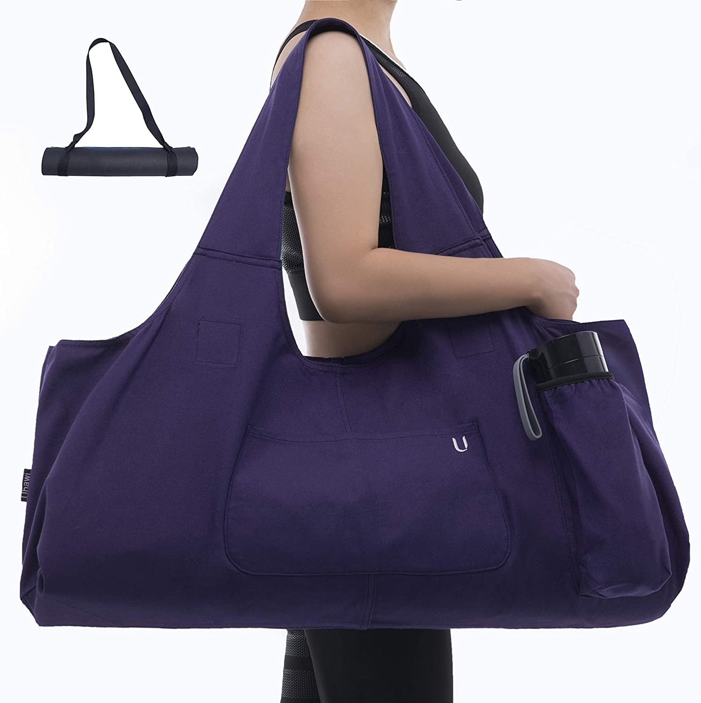 Uhawi Yoga Mat Bag Large Yoga Mat Tote Sling Carrier with 4 Pockets Fits All Size Mats with Multi-Functional Storage Pockets Light and Durable（With Yoga Mat Carrying Strap）