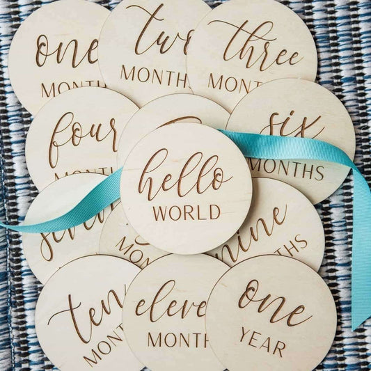 White Loft Wooden Monthly Milestone Markers