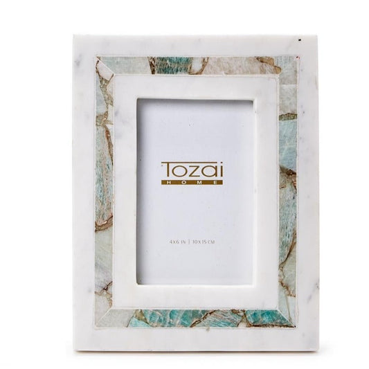 Amazonite and White Marble Frame-  4x6