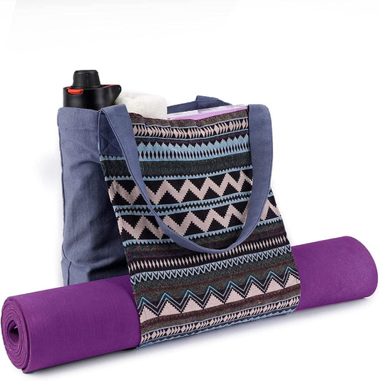 Yoga Bag - Yoga Mat Carrier - Design Canvas Yoga Tote Bag - Gym Bag with Yoga Mat Holder - Shoulder Bags Multipurpose for Pilates Office O Travel - Lightweight and Practical Yoga Gym Bag - Thermikoa