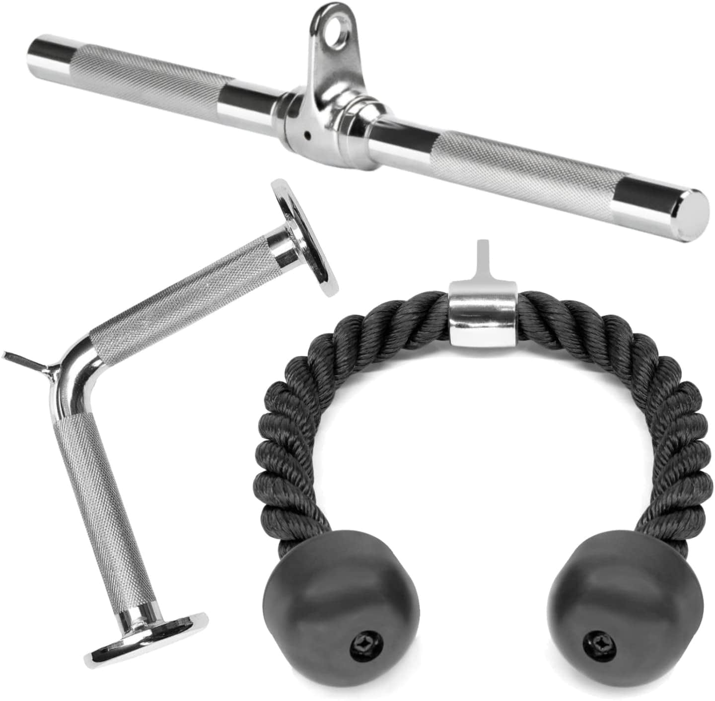 A2ZCARE Combo Tricep Press down Cable Attachment | Multi-Option: Double D Handle, V-Shaped Bar, Tricep Rope, Rotating Straight Bar