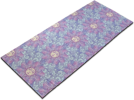 Ambesonne Boho Yoga Mat Towel, Sun with Human Face Surrounded by Bird Wings Arranged in Circular Shape, Non-Slip Sweat Absorbent Yoga Pilates Workout Pad Cover, 25" X 70", Multicolor