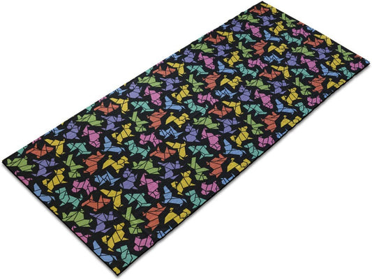 Ambesonne Dogs Yoga Mat Towel, Abstract Origami Style Graphic Dog in Lively Colors Geometrical Animal Design, Non-Slip Sweat Absorbent Yoga Pilates Workout Pad Cover, 25" X 70", Multicolor