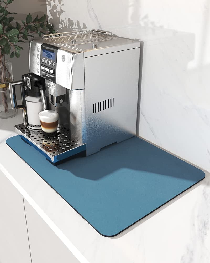 Amoami-Coffee Mat Hide Stain Rubber Backed Absorbent Dish Drying Mat for Kitchen Counter-Coffee Bar Accessories Fit under Coffee Maker Coffee Machine Coffee Pot Espresso Machine Dish Rack 12"X19