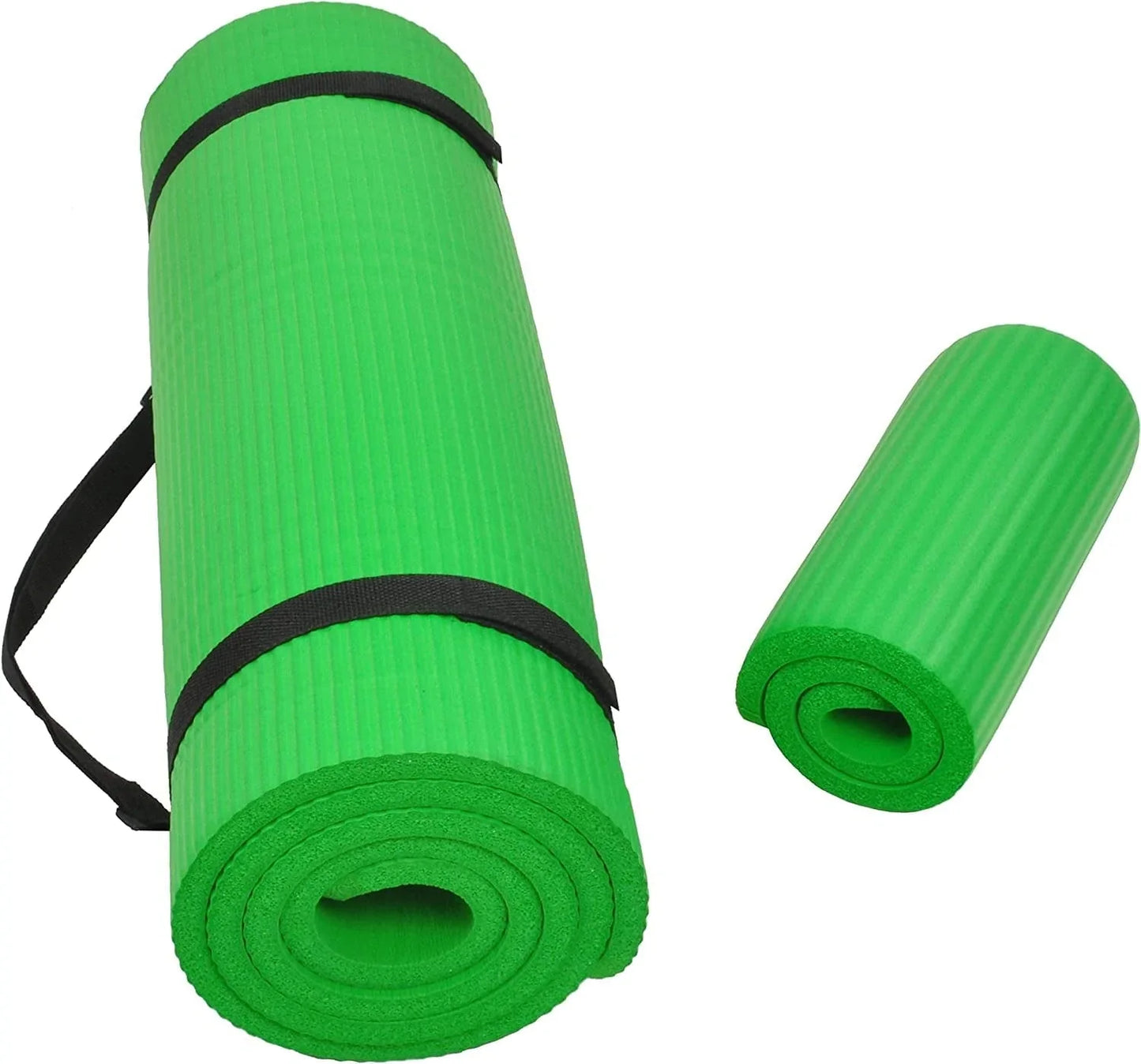 Balancefrom All Purpose 1/2-Inch Extra Thick High Density Anti-Tear Exercise Yoga Mat and Knee Pad with Carrying Strap and Yoga Blocks