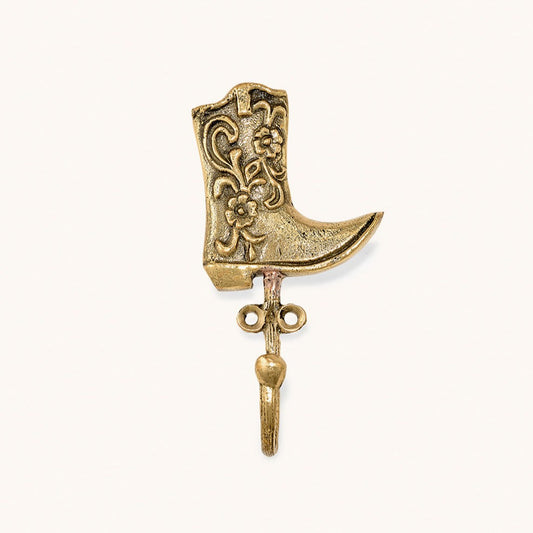 Brass Cowboy Boot Wall Hook