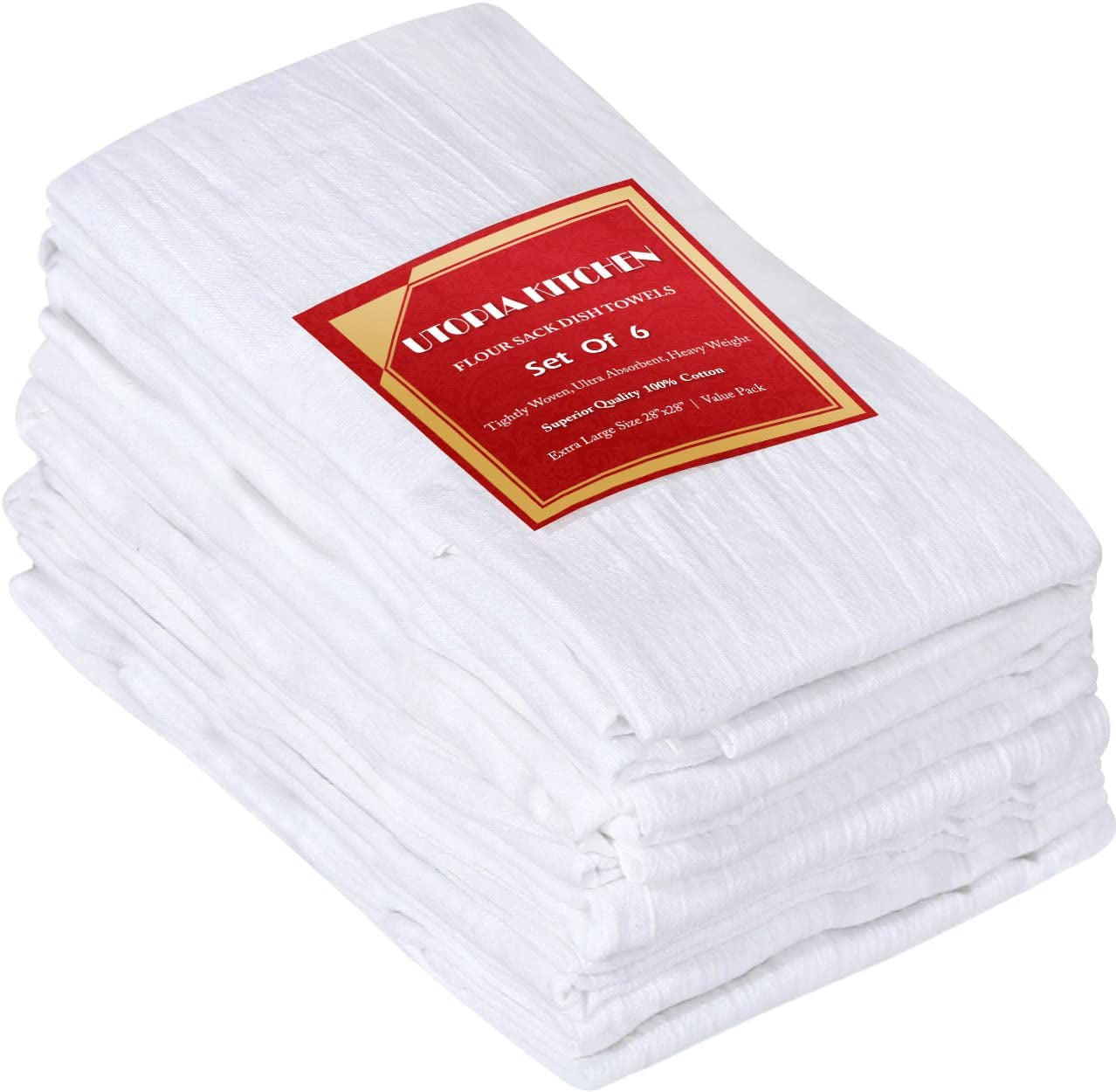 Utopia Kitchen [12 Pack Flour Sack Tea Towels, 28" X 28" Ring Spun 100% Cotton Dish Cloths - Machine Washable - for Cleaning & Drying - Orange