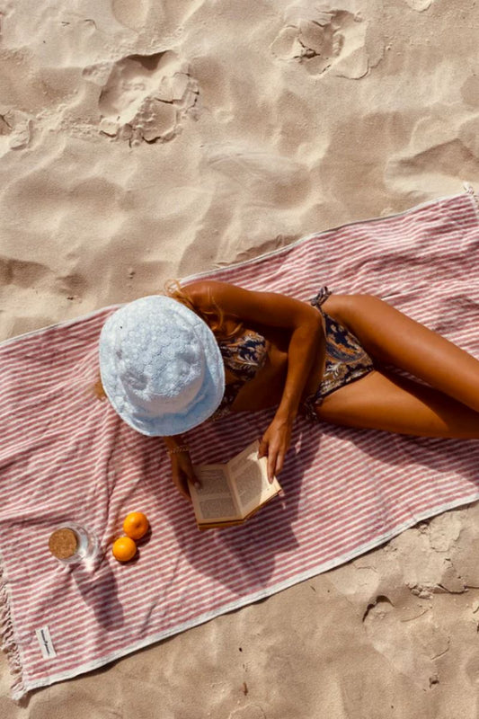 The Beach Towel in Pink Stripe