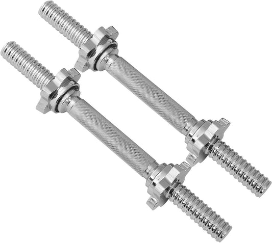 Threaded Dumbbell Handles by Day 1 Fitness, Set of 2, with Star Collars, Fits 1” Standard Plates - Adjustable Dumbbell Bar Handles, Diamond Knurling for Secure Grip, 8 Lbs - Weightlifting Accessories