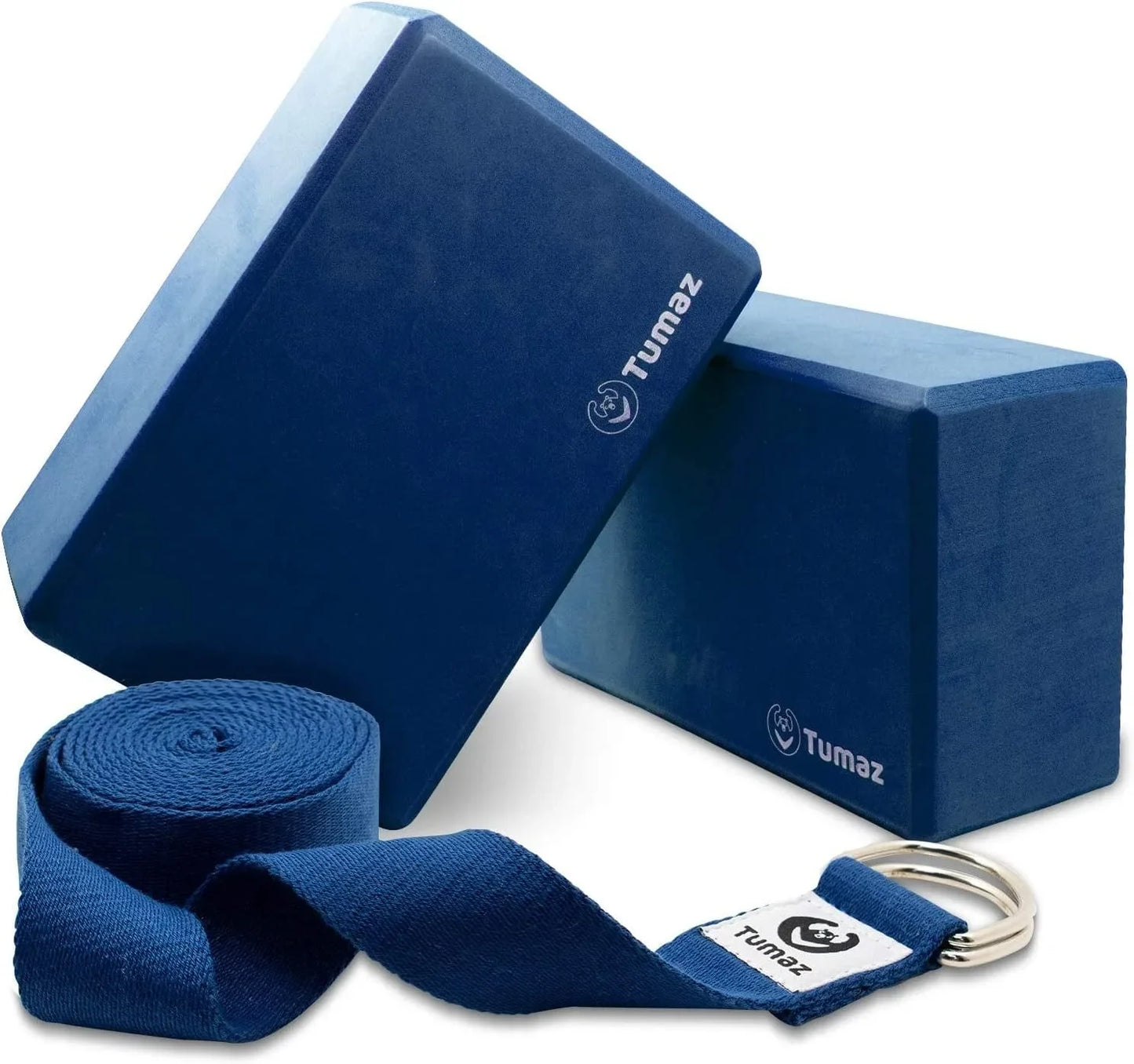 Tumaz Yoga Blocks 2 Pack with Strap Set, High Density/Lightweight EVA Foam Yoga Blocks or Non-Slip Solid Natural Cork Yoga Blocks Set & Premium Yoga Brick for All Yogi [E-Book Included]